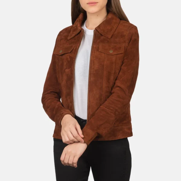 Suzy Brown Suede Trucker Jacket – Classic Western-Inspired Style