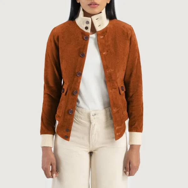 Sasha A1 Brown Suede Bomber Jacket – Luxe, Classic & Effortless