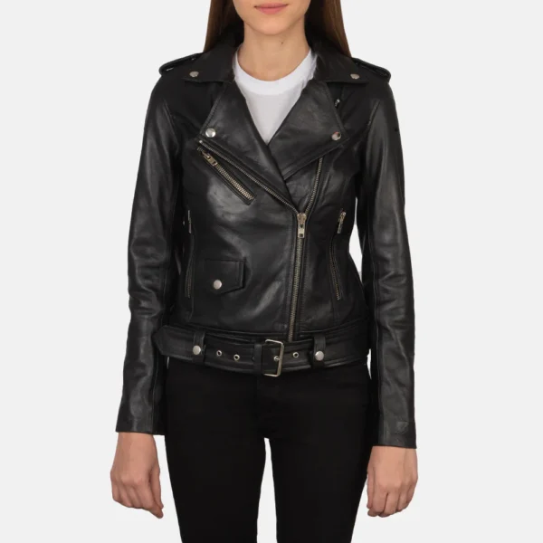 Alison Black Leather Biker Jacket – Classic & Timeless Style
