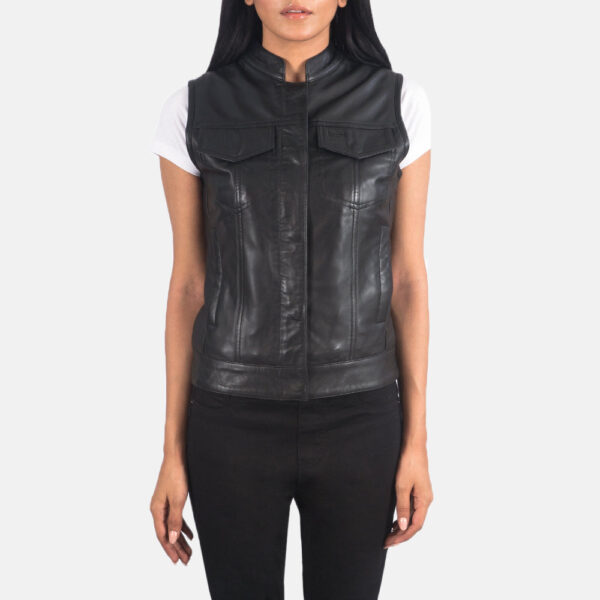 Rayne Moto Black Leather Vest – Bold & Versatile Biker Style